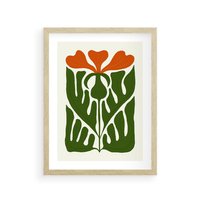 Plakat w ramie 40x50 - Minimalistyczny Urok Kwiatu - kwiat, sztuka nowoczesna - rama drewno