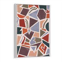 Obraz w ramie 70x100 - Intrygujące Rozbicie - gemoetryczne kształty, mozaika - rama biała