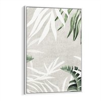 Obraz w ramie 50x70 - Zielony Raj - monstera, palmy - rama biała