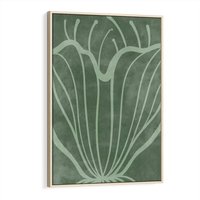 Obraz w ramie 80x120 - Zieleń Kształtująca Spokój - zielony plakat, roślinne inspiracje - rama drewno