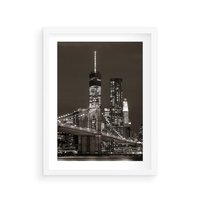 Plakat w ramie 50x70 - Magia miasta nocą - miasto, noc - rama biała