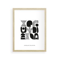 Plakat w ramie 30x40 - Taniec Dziwacznych Kresek - minimalistyczny plakat, czarno biały - rama drewno
