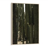 Obraz w ramie 70x100 - Wyjątkowy Klimat Boho - kaktusy, pustynia - rama drewno