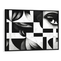 Obraz w ramie 70x50 - Harmonia świateł i cieni - abstrakcja czarno biała, geometria - rama czarna