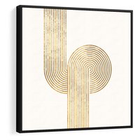 Obraz w ramie 50x50 - Podróżne Kształty - geometryczne linie w złotym kolorze, minimalizm - rama czarna