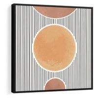 Obraz w ramie 50x50 - Taniec Linii - abstrakcyjna nowoczesna sztuka, koła okręgi - rama czarna