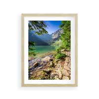 Plakat w ramie 40x50 - Mistyczna Przyroda - góry, jezioro - rama drewno