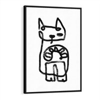 Obraz w ramie 50x70 - Portret Kociej Duszy - szkic kota, prymitywizm - rama czarna