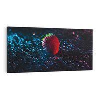 Obraz na płótnie 120x60 - Truskawka Kropelkowy Urok - truskawka, krople