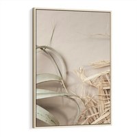 Obraz w ramie 80x120 - Boho urok suchych liści - suche, liście - rama drewno