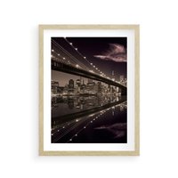 Plakat w ramie 40x50 - Most na nocnym horyzoncie - most, noc - rama drewno
