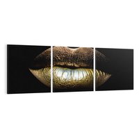 Obraz na płótnie 90x30 - Złote usta pełne tajemnic - usta, złoto