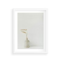 Plakat w ramie 30x40 - Sztuka Prostoty - minimalistyczny wazon, źdźbła traw - rama biała