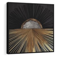 Obraz w ramie 50x50 - Metaliczne Boho Abstrakcje - boho, słońce - rama czarna