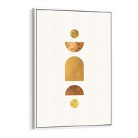 Obraz w ramie 80x120 - Abstrakcyjne Wzory - geometryczne złote kształty, tekstura - rama biała