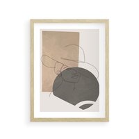 Plakat w ramie 30x40 - Geometryczna Elegancja: One Line - geometria, nowoczesna sztuka - rama drewno