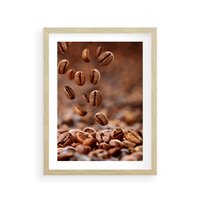 Plakat w ramie 40x50 - Kawiarniana atmosfera kawy - kawa, kawiarnia - rama drewno