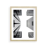 Plakat w ramie 30x40 - Architektoniczna Symetria - architektura, wysoki wieżowiec - rama drewno