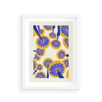 Plakat w ramie 50x70 - Malowane w słońcu - abstrakcyjna kompozycja, grzyby - rama biała