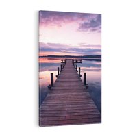 Obraz na płótnie 50x70 - spotkanie przy molo - jezioro, molo