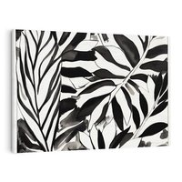 Obraz na płótnie 100x70 - Czarne Liście - akwarelowy obraz, czarno biały