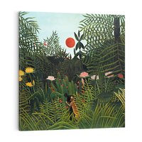 Obraz na płótnie 80x80 - "Virgin Forest with Sunset " (1910) Henriego Rousseau - reprodukcja, obraz na płótnie