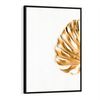 Obraz w ramie 50x70 - Przyjemność dla Oczu - złote, liście - rama czarna