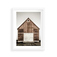 Plakat w ramie 50x70 - Rustykalny Drewniany Domek - domek, drewniany dom - rama biała
