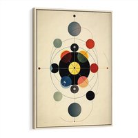 Obraz w ramie 80x120 - Bezgraniczny Taniec Światła - abstrakcyjna geometryczna kompozycja, koła linie - rama drewno