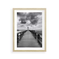 Plakat w ramie 40x50 - Romantyczny pomost z latarnią - pomost, latarnia - rama drewno