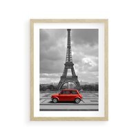 Plakat w ramie 50x70 - Paryż z wieżą Eiffla w tle - Paryż, Eiffla - rama drewno