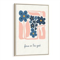 Obraz w ramie 50x70 - Linie kwiatowych marzeń - minimalistyczna kwiatowa kompozycja, pastelowe kolory - rama drewno