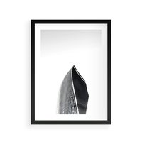 Plakat w ramie 50x70 - Czarno-Biały Wieżowiec - architektura, wieżowiec - rama czarna