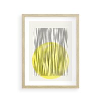 Plakat w ramie 50x70 - Ciepłe Przenikanie - geometria, żółte koło - rama drewno