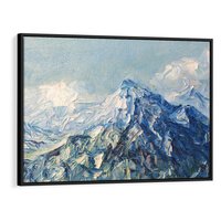 Obraz w ramie 100x70 - Majestat Błękitnych Szczytów - olejny obraz, górski pejzaż - rama czarna