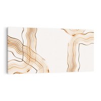 Obraz na płótnie 120x60 - Ścieżki pędzla i myśli - minimalistyczna kompozycja, abstrakcyjne brązowe linie na białym tle