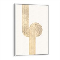 Obraz w ramie 80x120 - Podróżne Kształty - geometryczne linie w złotym kolorze, minimalizm - rama biała