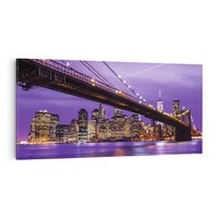 Obraz na płótnie 140x70 - Nocny Spacer po Moście Manhattan - most, Nowy Jork