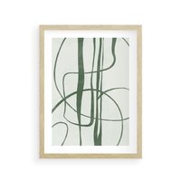 Plakat w ramie 50x70 - Zielony Spokój - zielona abstrakcja, spokojny plakat - rama drewno