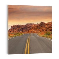 Obraz na płótnie 50x50 - Górska droga między skałami - droga, góry