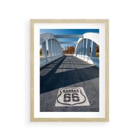 Plakat w ramie 40x50 - Kansas i Route 66 - Kansas, route 66 - rama drewno