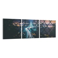 Obraz na płótnie 90x30 - Most nocą - Światła i refleksy - most, światła