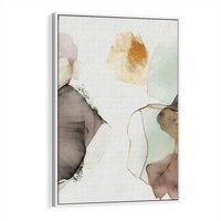 Obraz w ramie 50x70 - Nowoczesne Elegancje - akwarela, złote linie i plamy - rama biała
