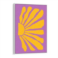 Obraz w ramie 50x70 - Podróżne Kontury - abstrakcyjny plakat, intensywne różowe tło - rama biała