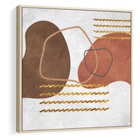 Obraz w ramie 50x50 - Odbicie światła serca - abstrakcyjne rozlane plamy, boho styl - rama drewno