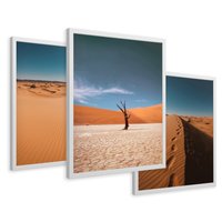 Zestaw obrazy w ramie 30x40 galeria - Pustynia, tryptyk, plakaty - rama biała