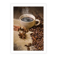 Plakat bez ramy 50x70 - Kawowa filiżanka pełna aromatu - kawa, filiżanka