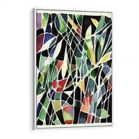 Obraz w ramie 80x120 - Taniec Plam i Kształtów - abstrakcyjny akwarelowy obraz, plamy - rama biała