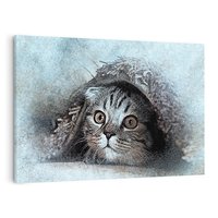 Obraz na płótnie 70x50 - Kot w abstrakcyjnym otoczeniu - kot, sztuka