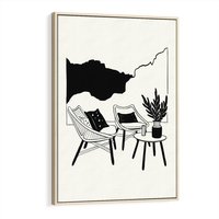 Obraz w ramie 50x70 - Boho Elegancja - boho wnętrze, salon - rama drewno